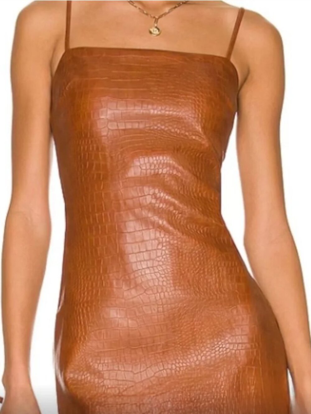 Bardot faux croc leather mini dress